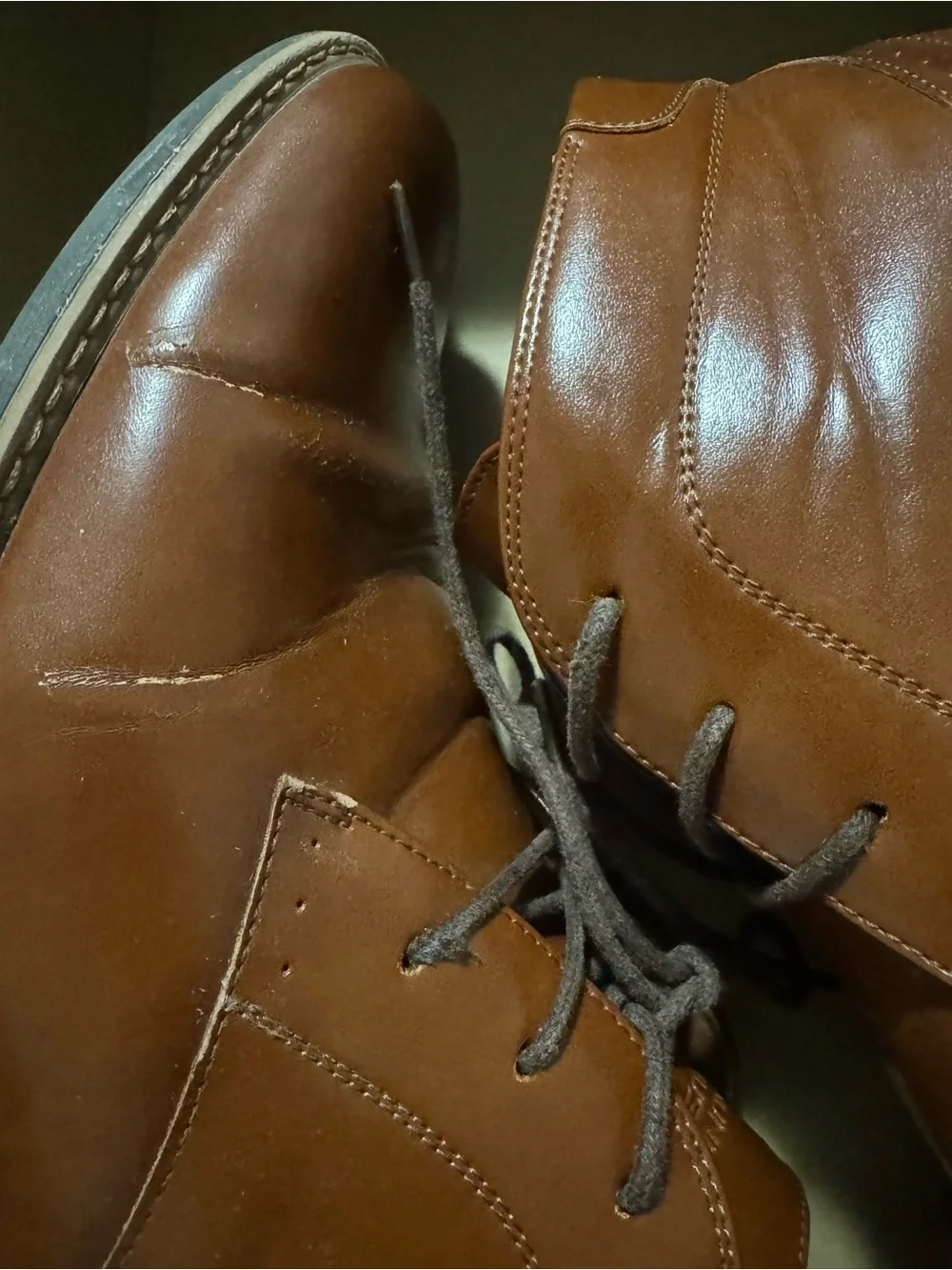 Nunn Bush Chestnut Brown Leather-like Chukka Boots